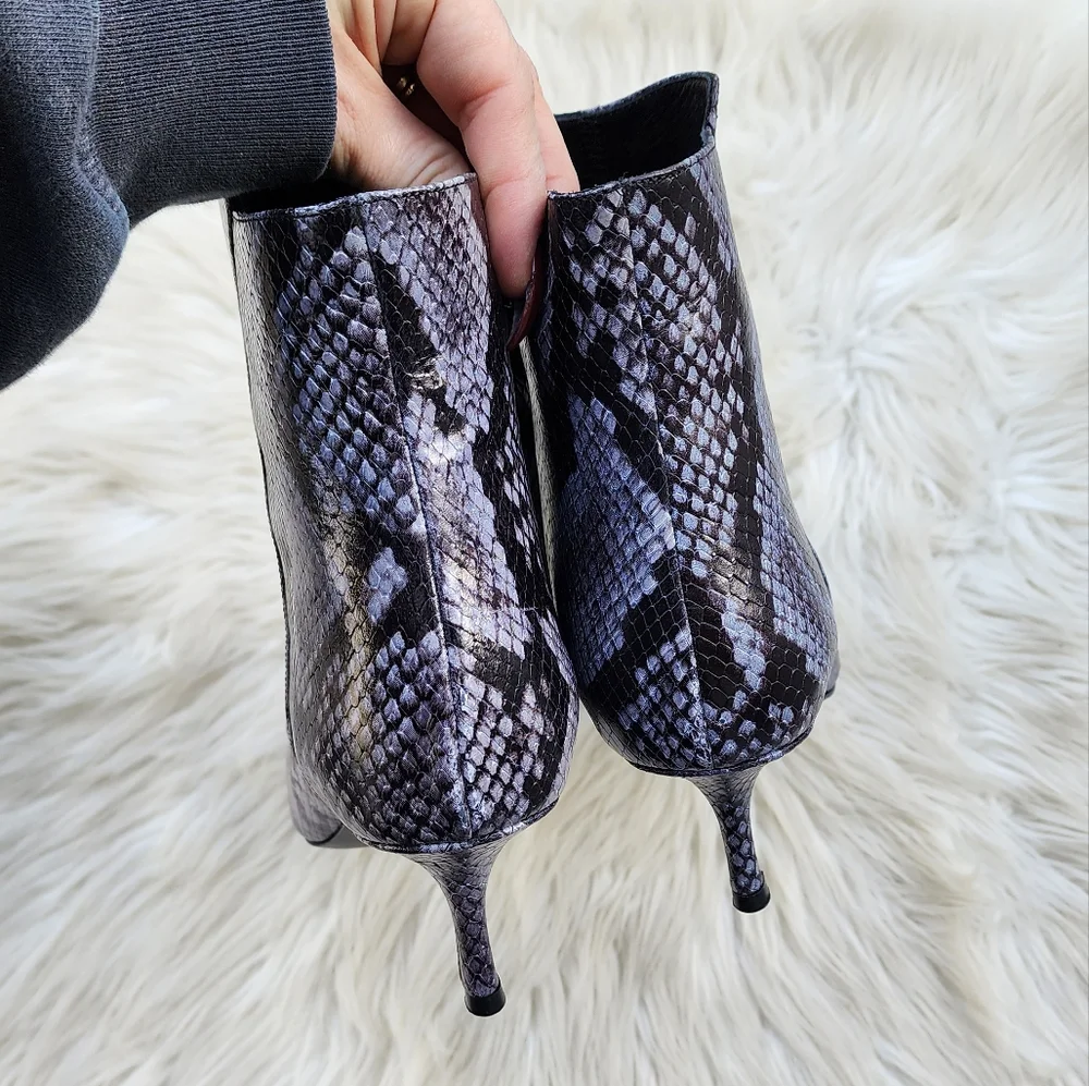 New Anine Bing Ava Boot Cloudy Blue Python